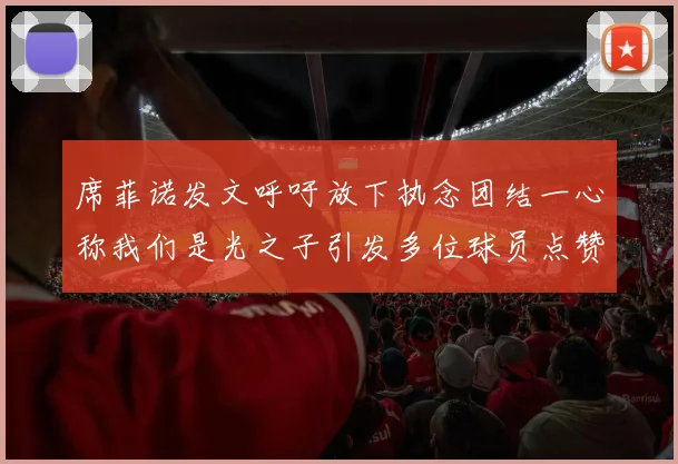 席菲诺发文呼吁放下执念团结一心称我们是光之子引发多位球员点赞